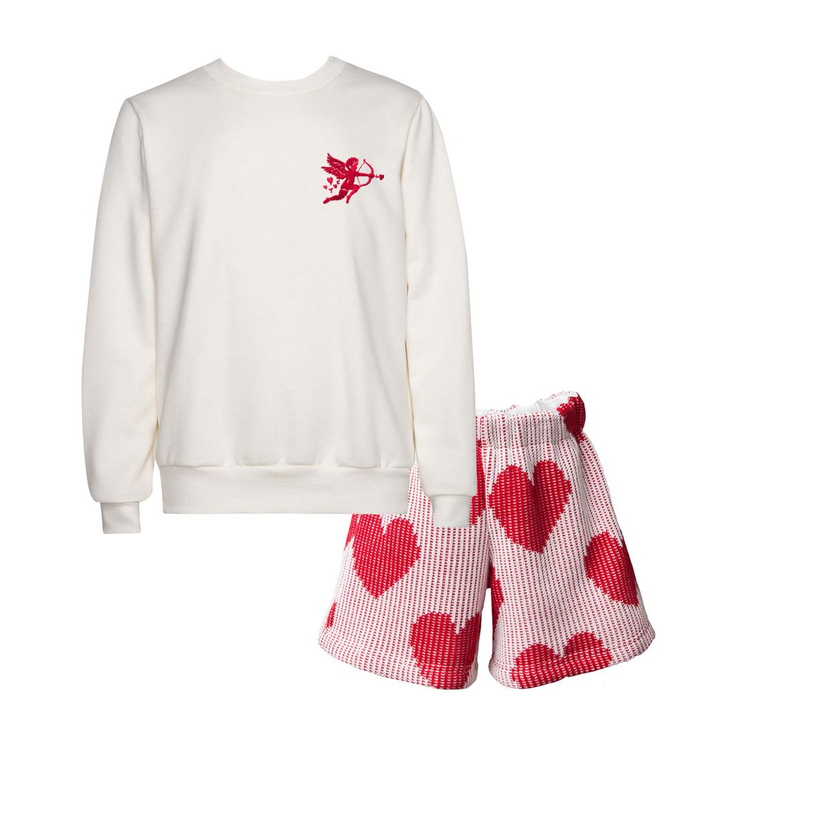 Game Of Hearts Set With Cupid Top & Knitted Shorts
