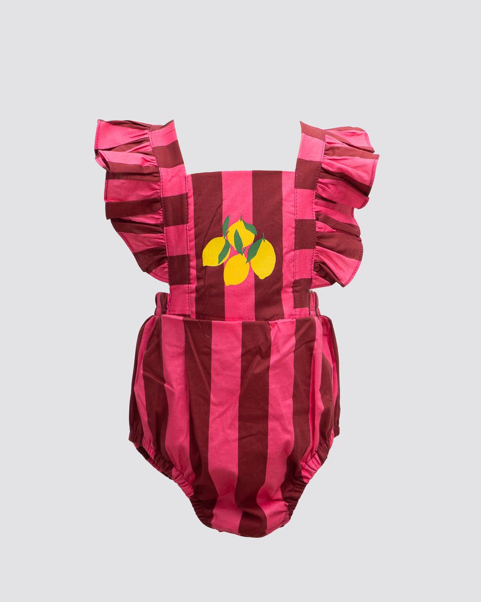 Pink Red Stripes Baby Bubble Ruffle