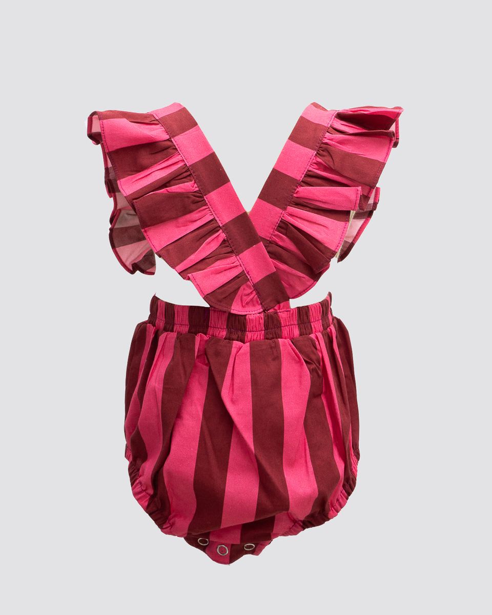 Pink Red Stripes Baby Bubble Ruffle