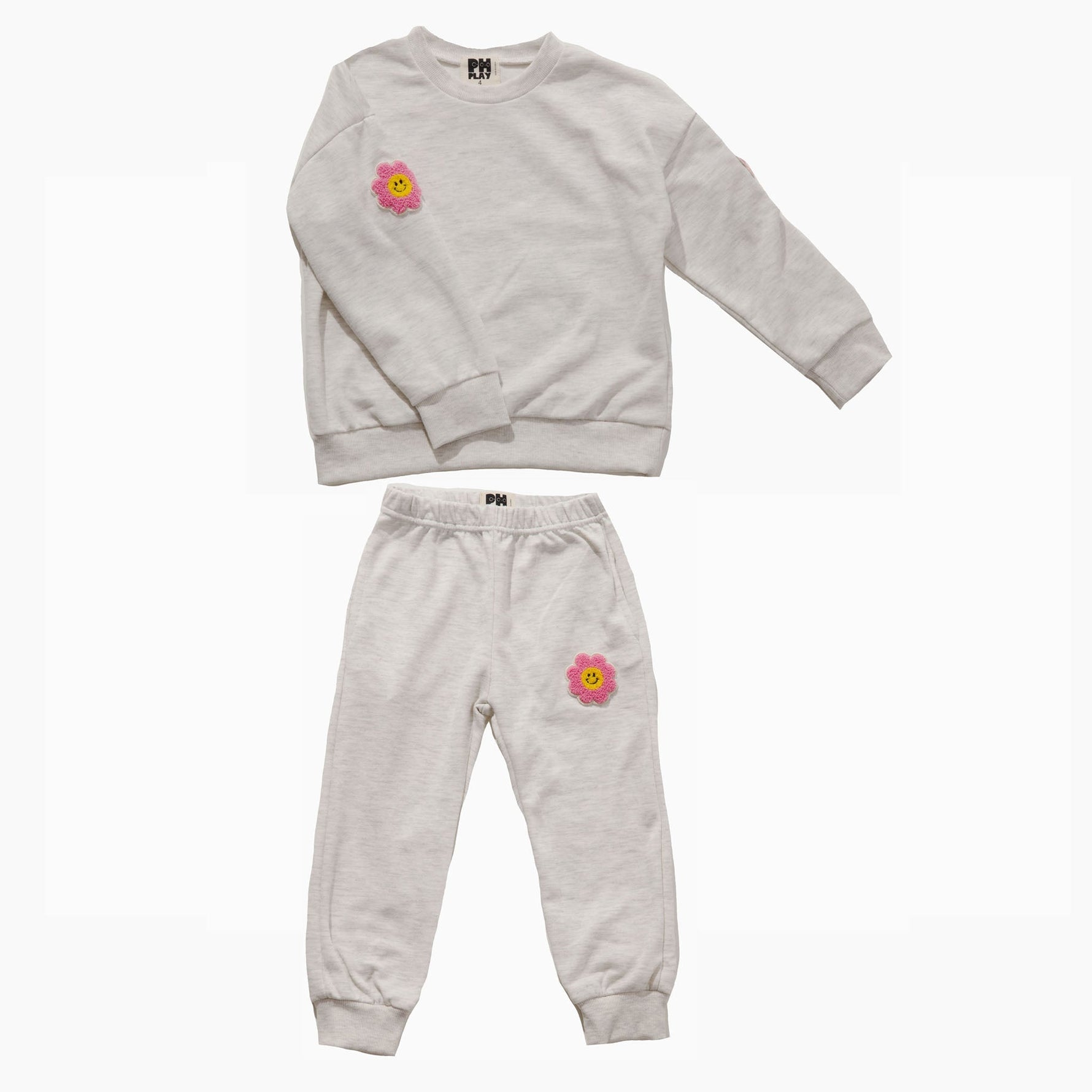 Patched Sweatshirts Set - Oatmeal - 12 Months
