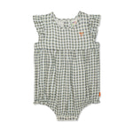 Gingham Flutter Baby Linen Romper - 6-12 Months