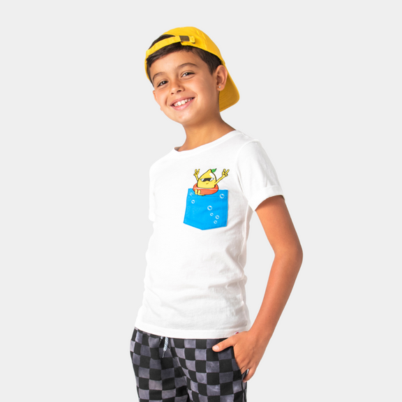 Day Trip T-shirt - Pocket Lemon - White - 2 years