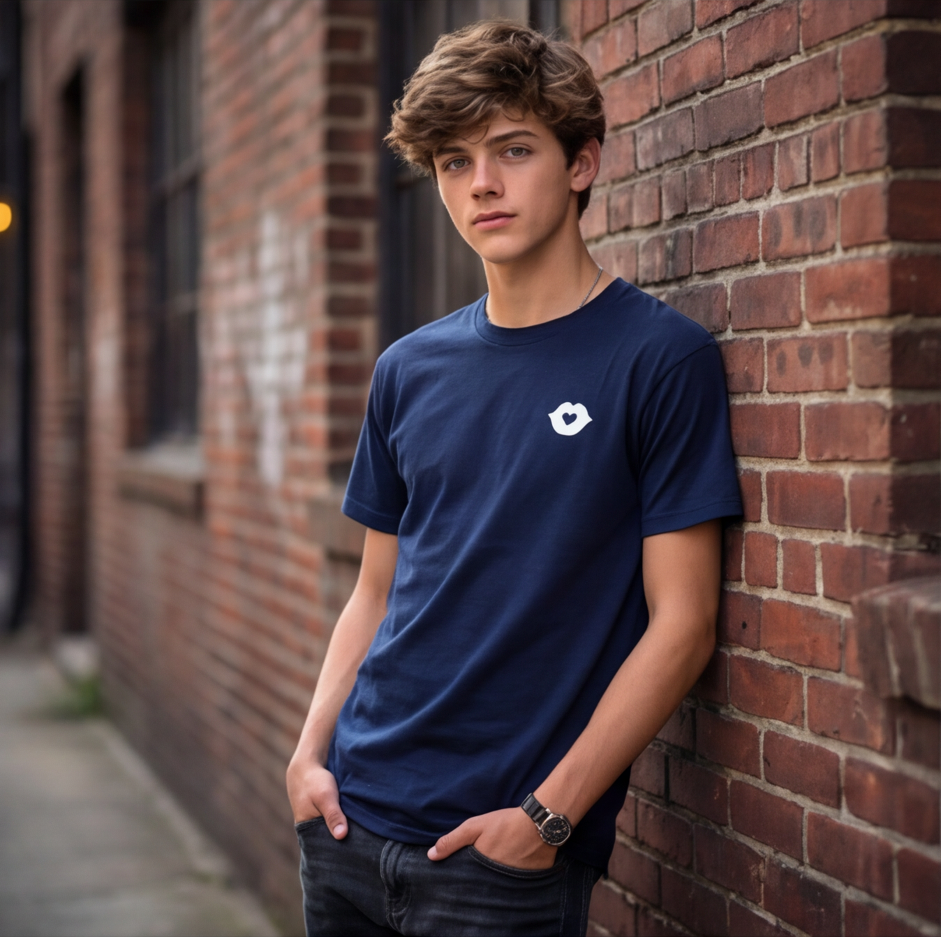Heart Lips Tee - Deep Blue
