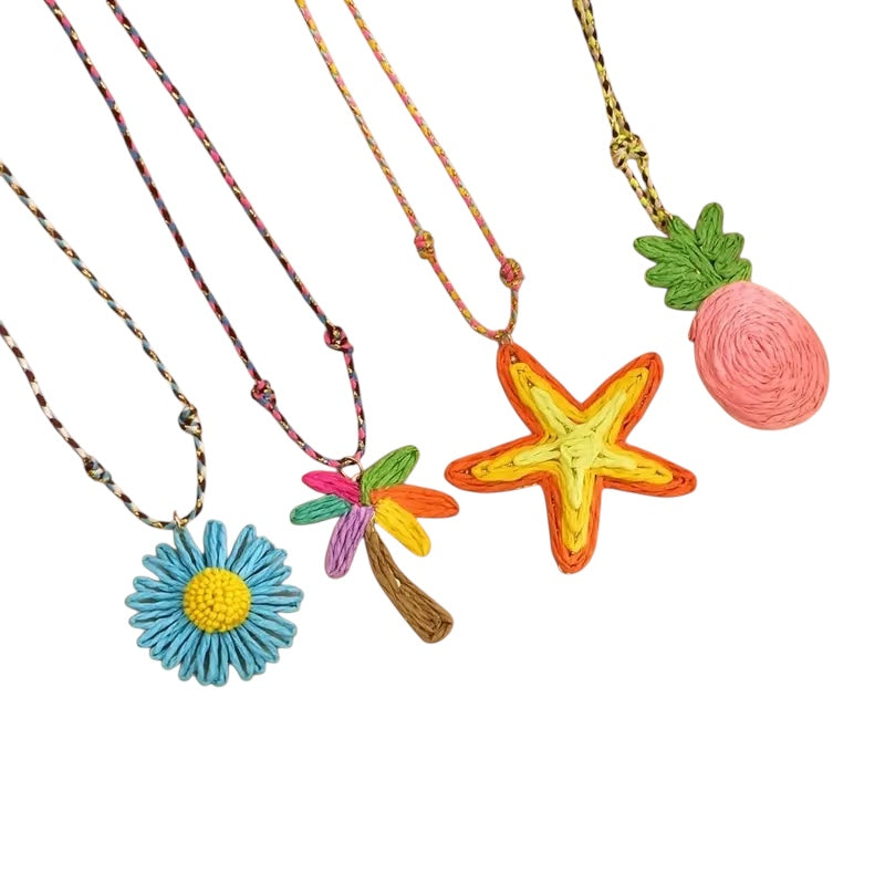 Bohemian Raffia Big Pendant Necklace