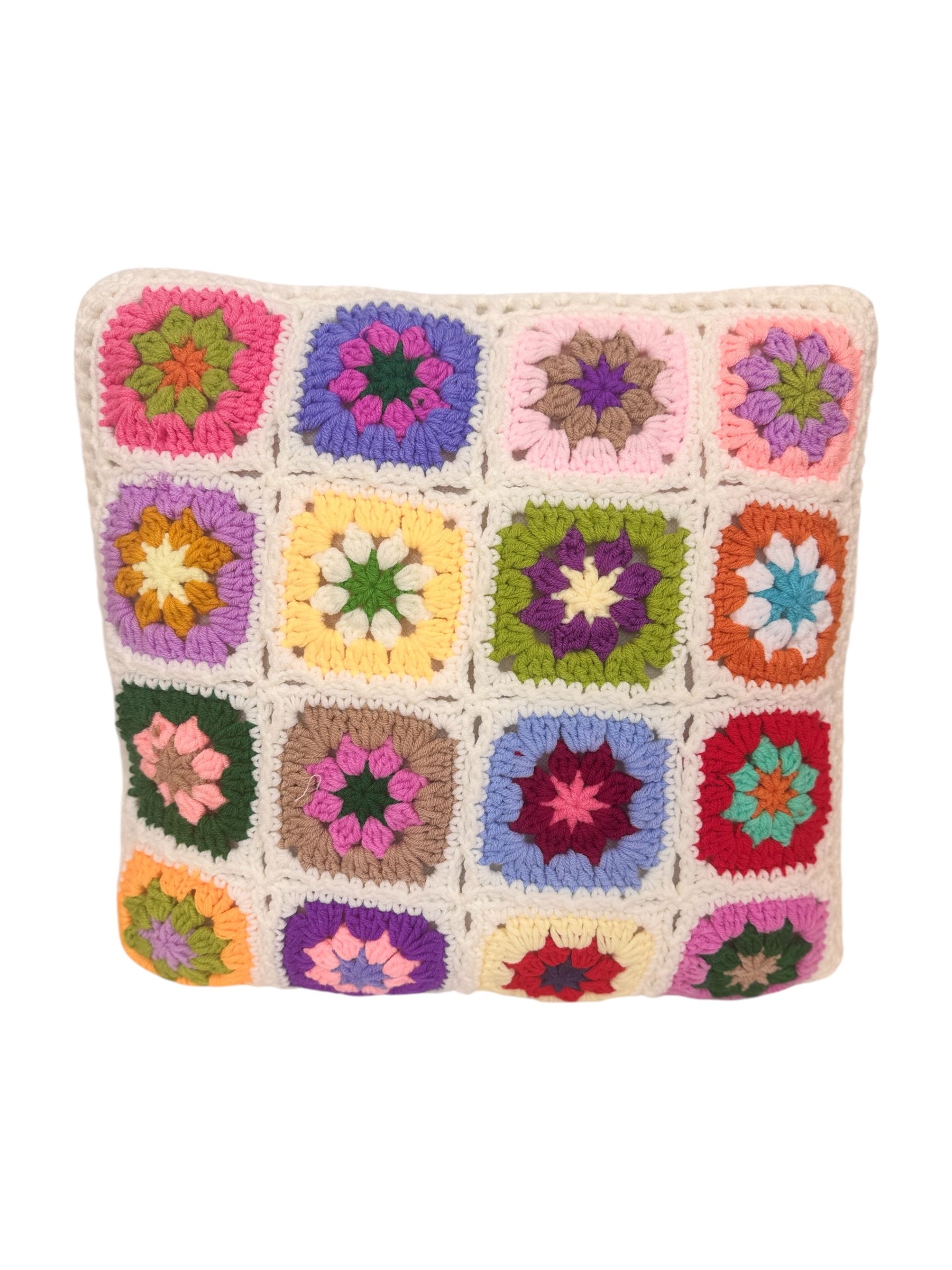 White Daisy Crochet Pillow