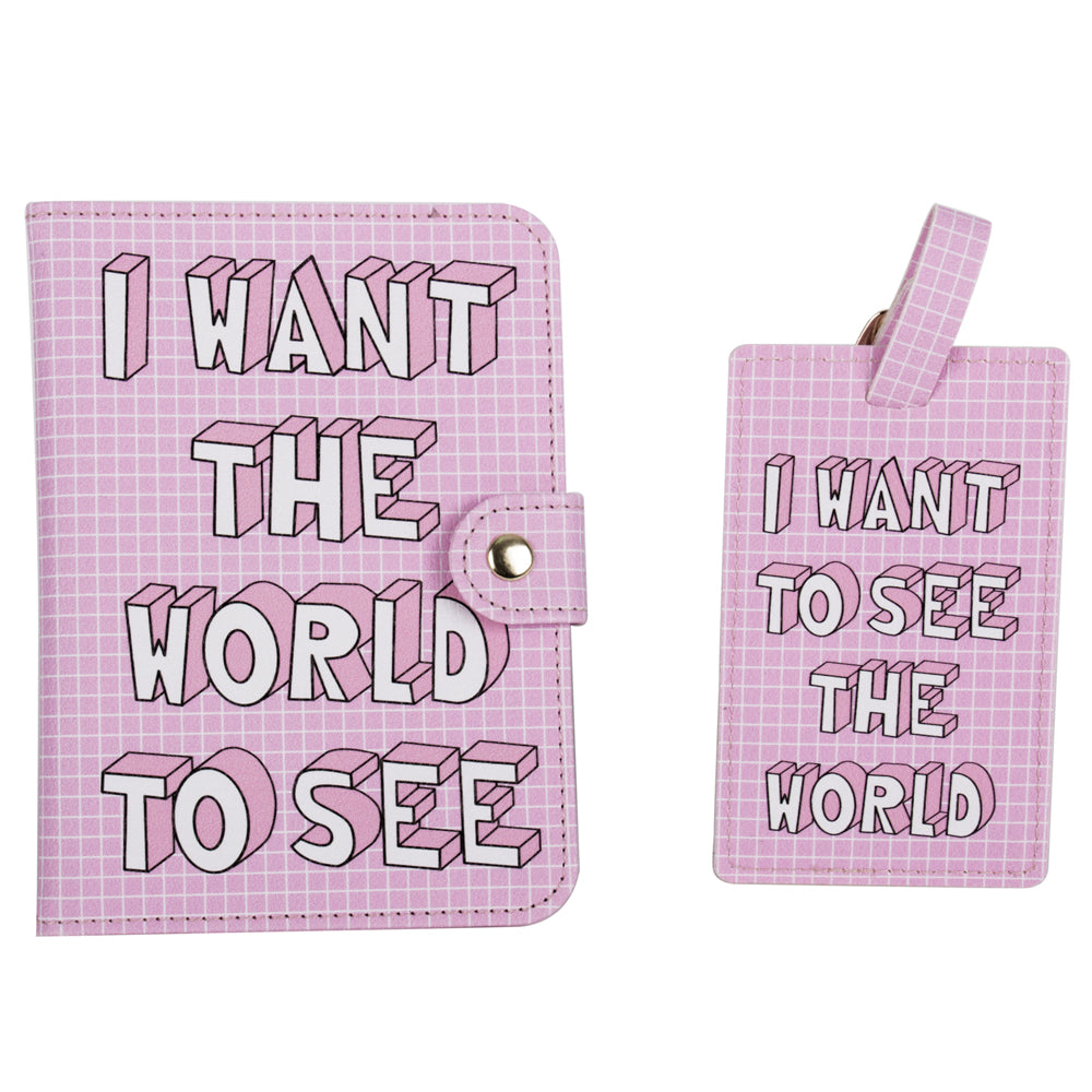 BLUE AND PINK SET PASSPORTHOLDER + ID TRAVEL