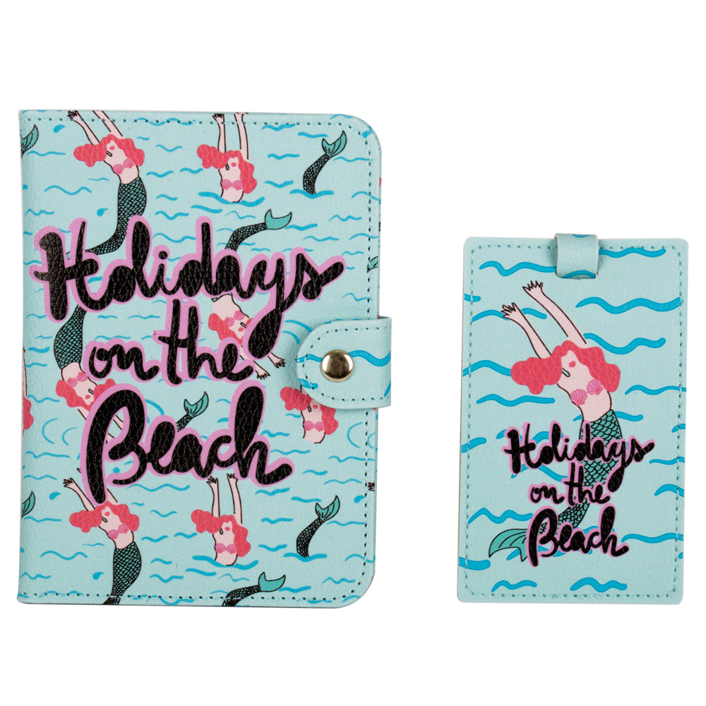 BLUE AND PINK SET PASSPORTHOLDER + ID TRAVEL
