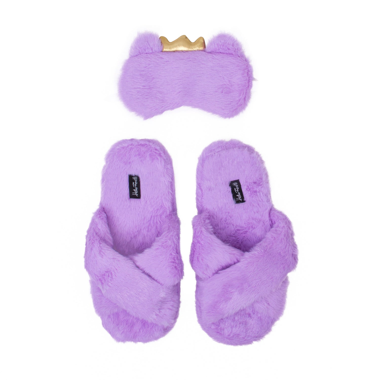 PURPLE SLIPPERS AND FACEMASK