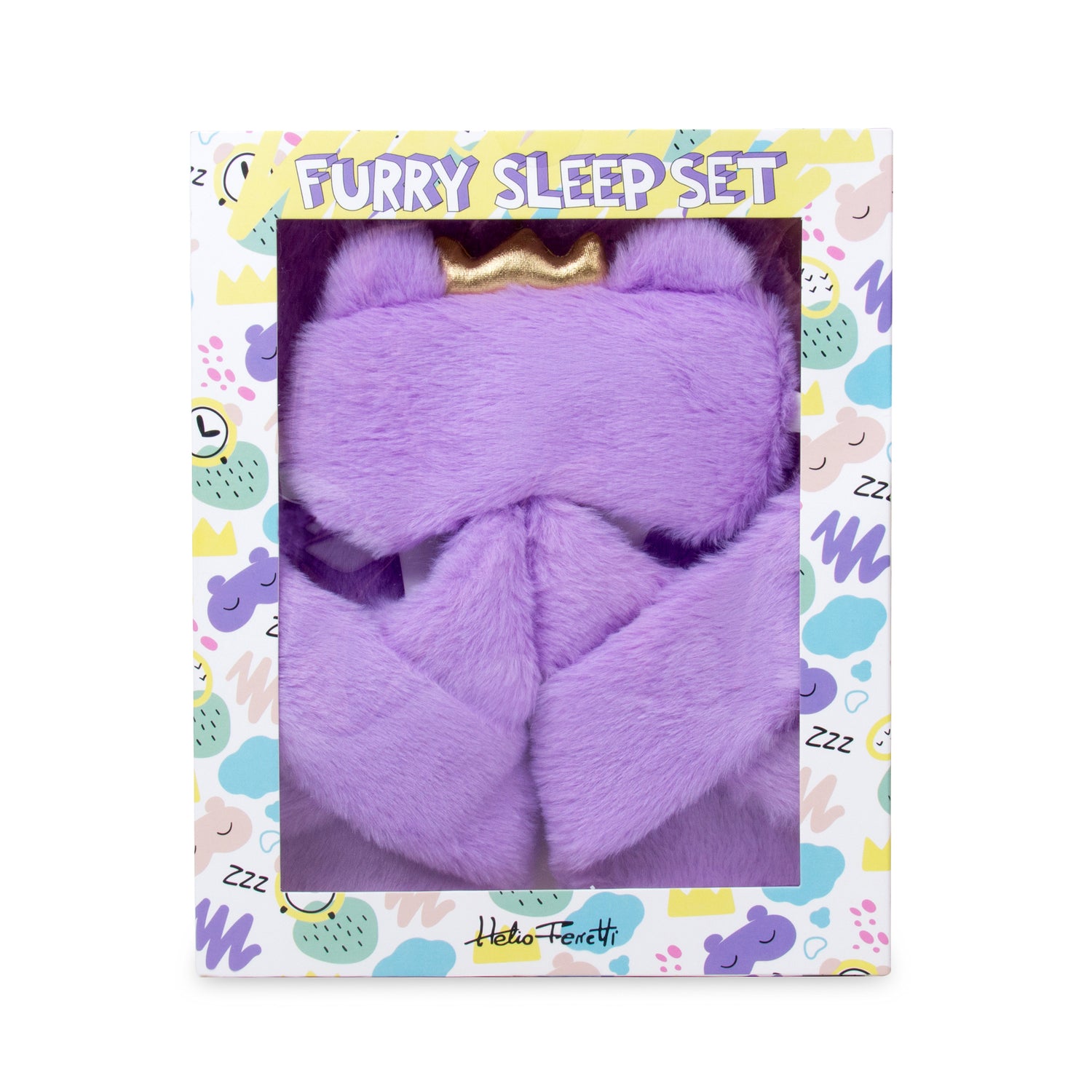 PURPLE SLIPPERS AND FACEMASK