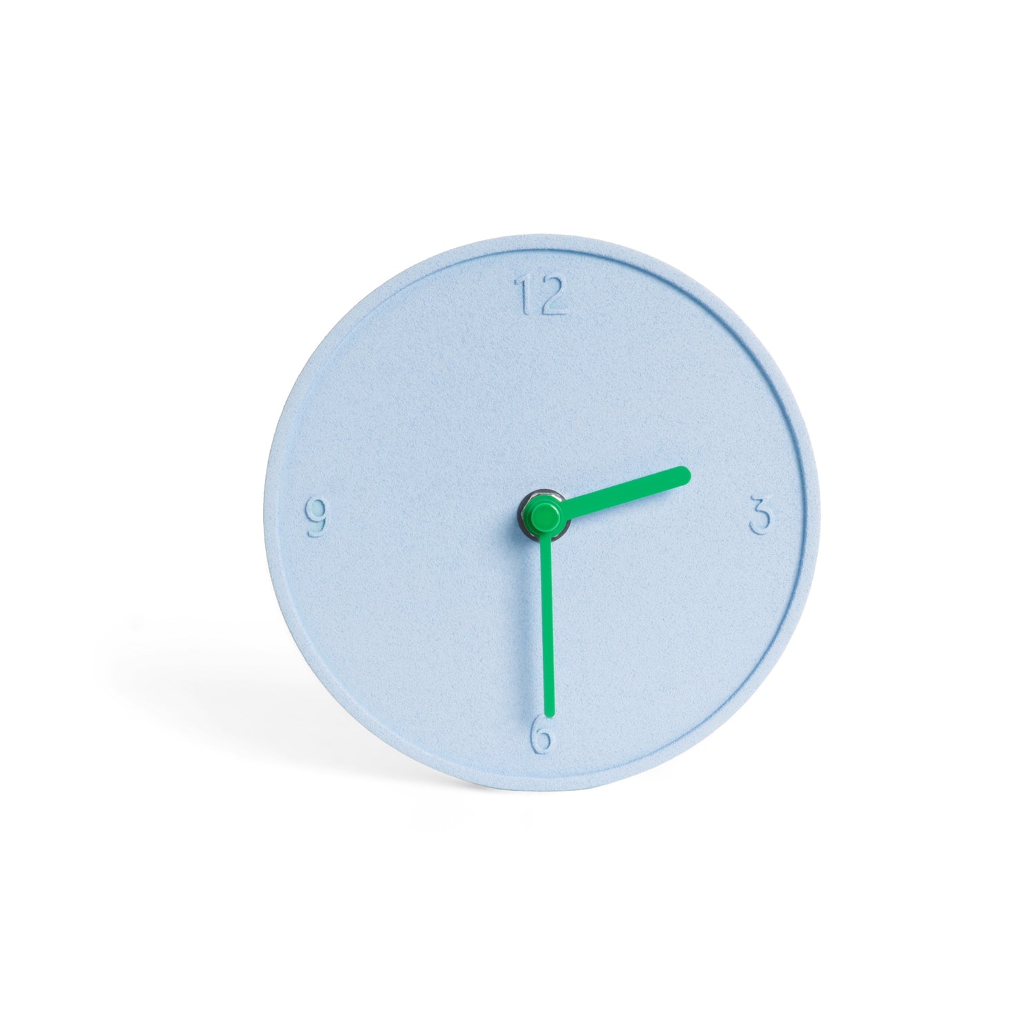 LIGHT BLUE RAW ROUND CLOCK