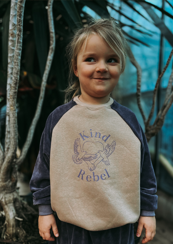 Kind Rebel Raglan Sweater - Beige/Purple - 1-2 Years