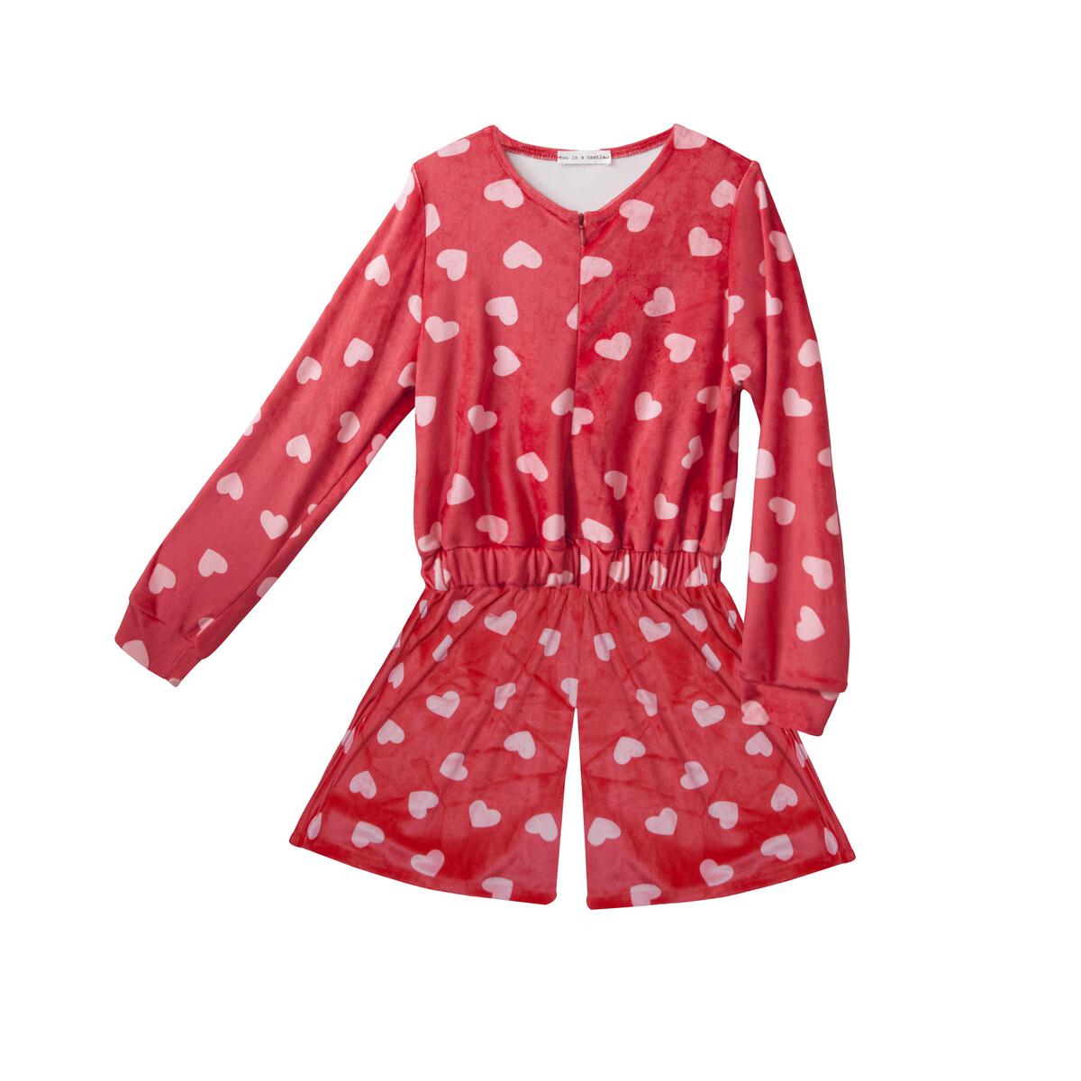 Heartdom Velvet Allover Hearts Playsuit - 2 Years