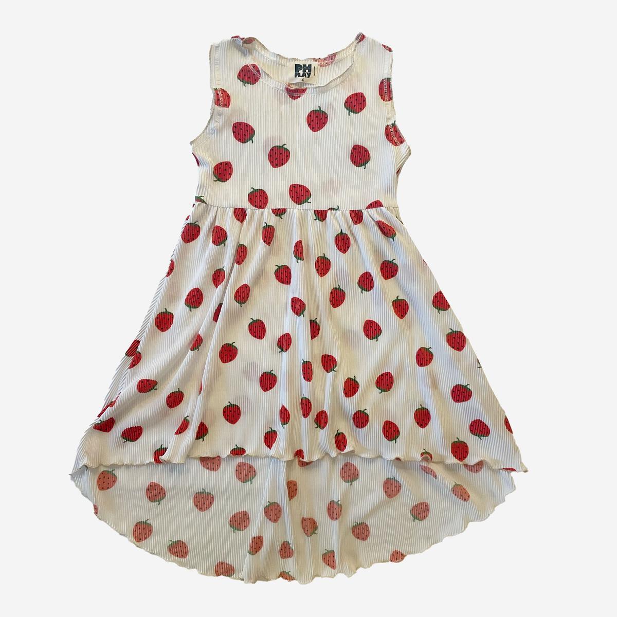 Strawberry Dress - White - 6 Years
