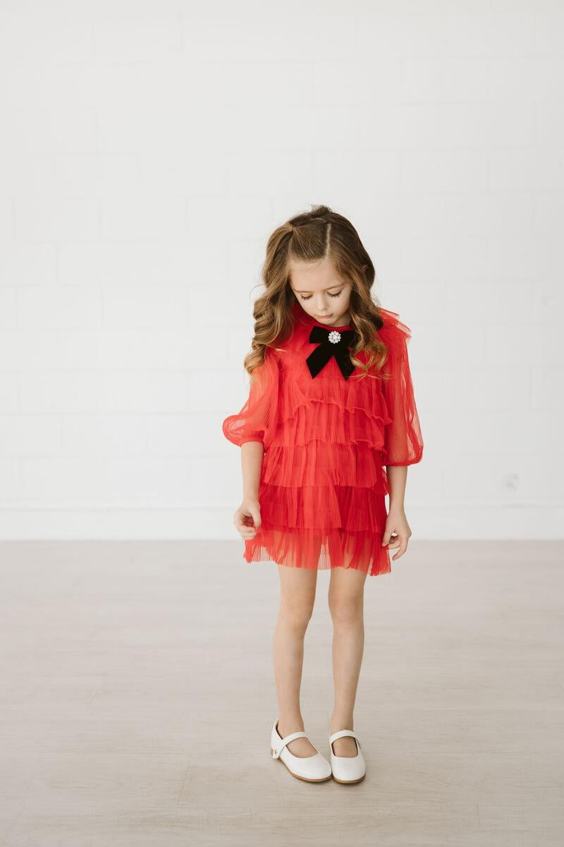Six Layered Dress - Red - 4 years