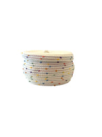 Circular Woven Basket With Lid - Colored Dots (Big)
