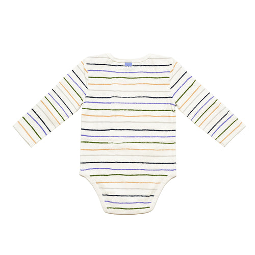 Striped Baby Bodysuit Natural - Blue - 3-6 Months