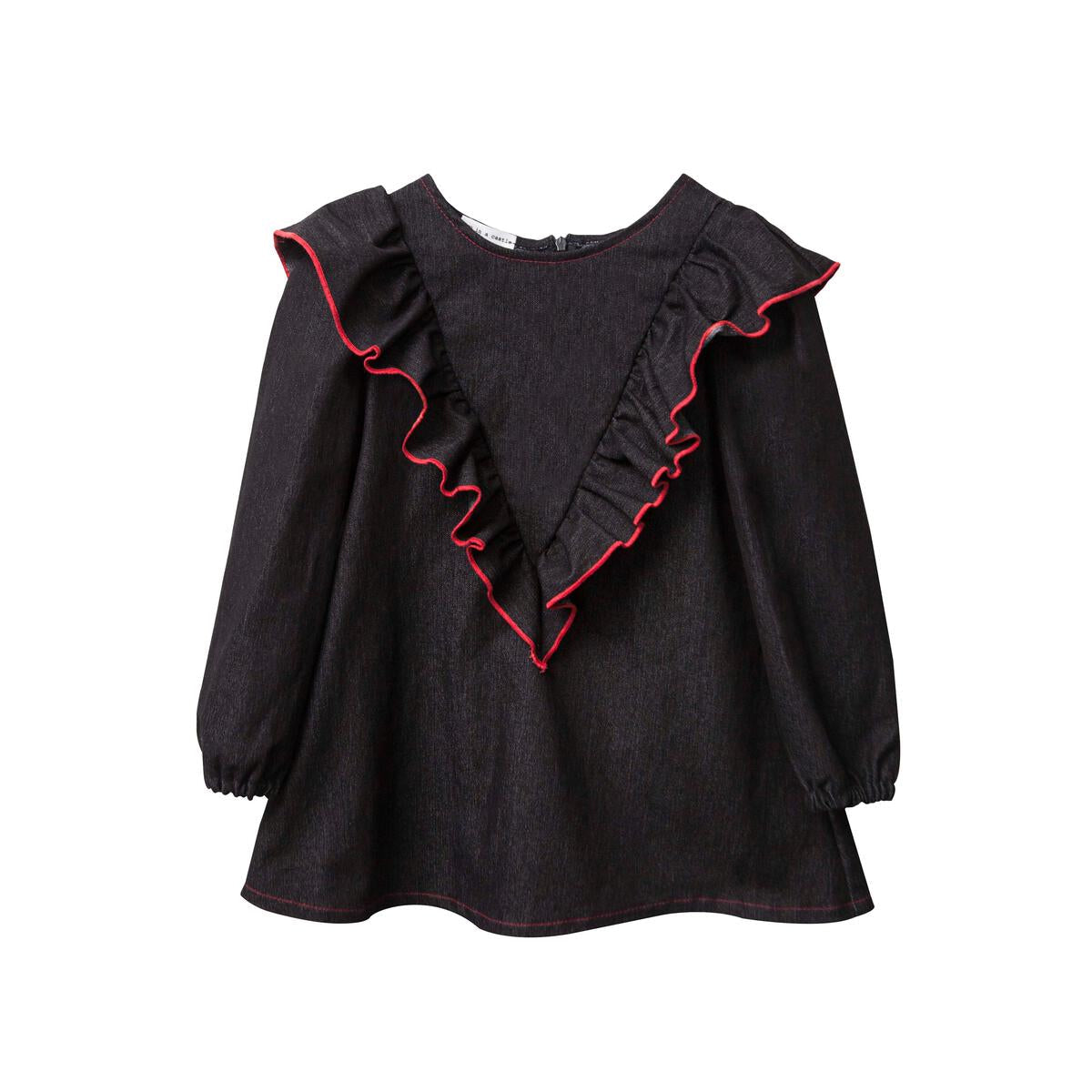 Heart Denim Ruffles Dress Kid - 1 year