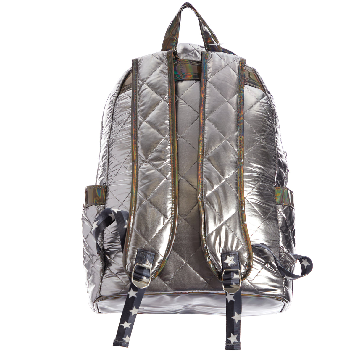 Gunmetal Diamond Stitch Backpack Split Star Strap