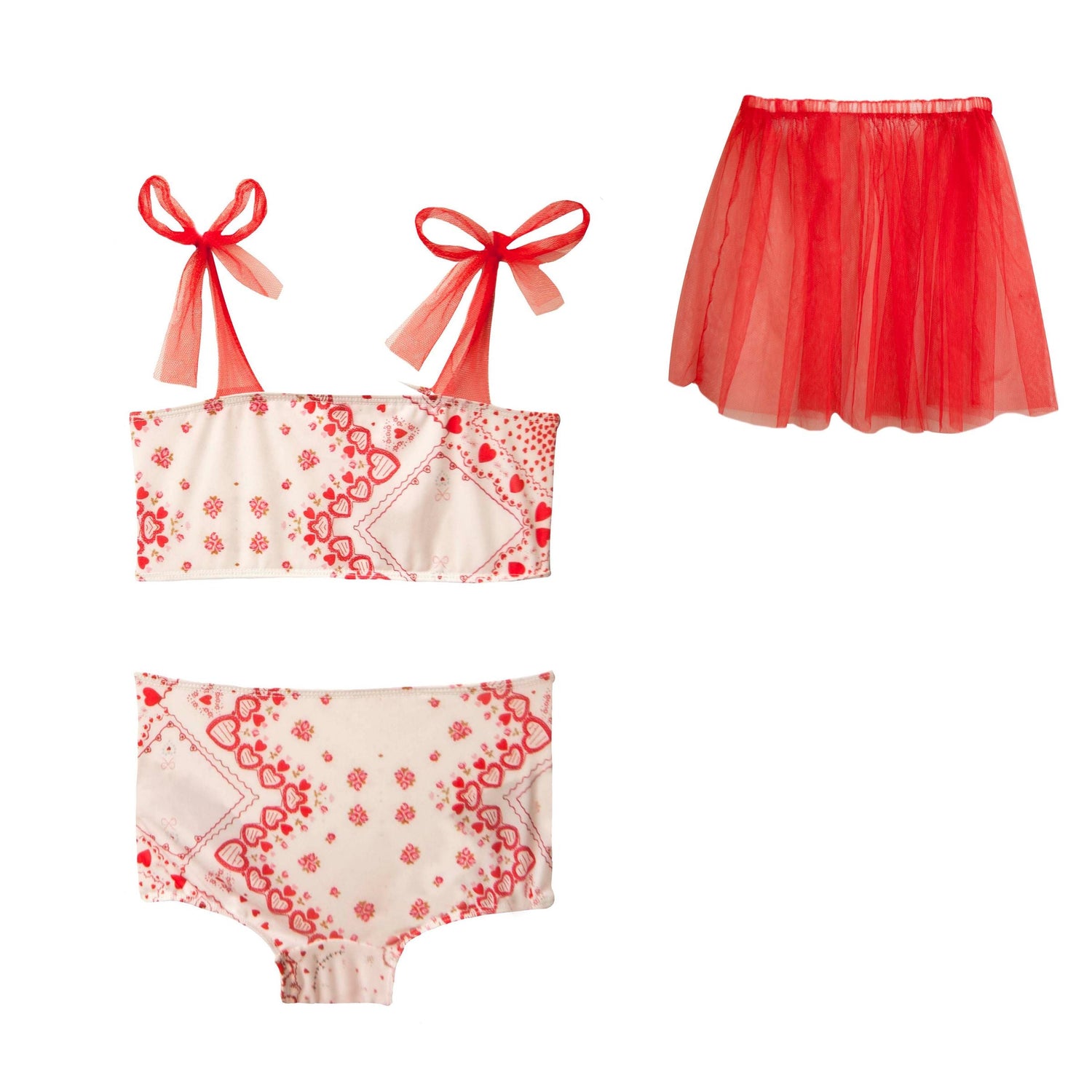 Heart Poems Heart Tulle Bow Bikini & Tutu Skirt - 8 Years