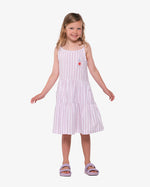 Poplin Cotton Summer Play Dress - Pink Stripe - 12 Years