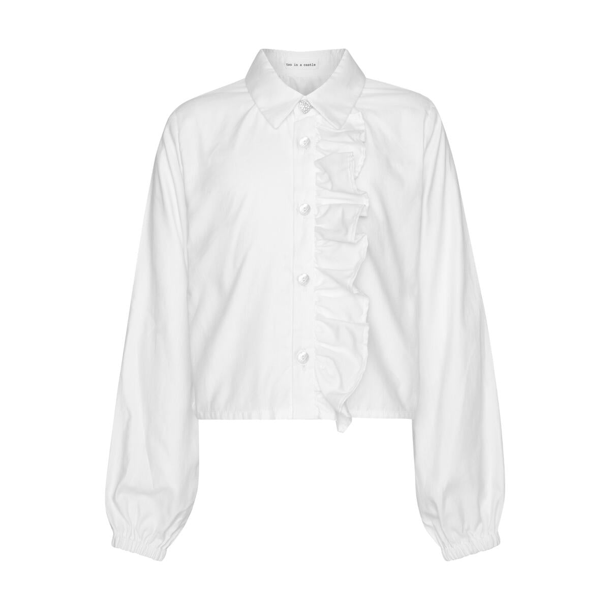 Dalhia Crop Ruffle Shirt - White - 8 Years