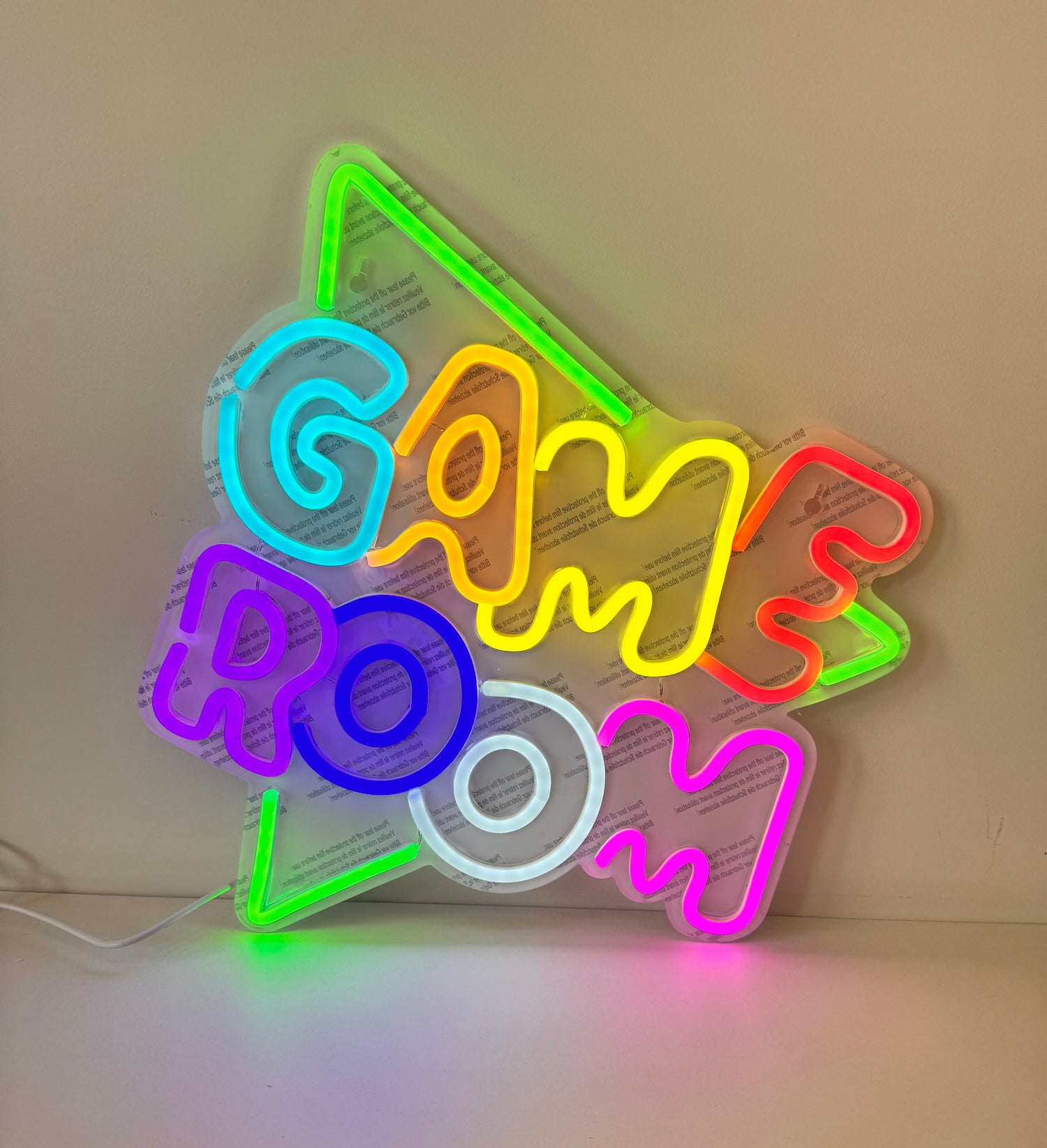 Game Room In Green Triangle Neon Light