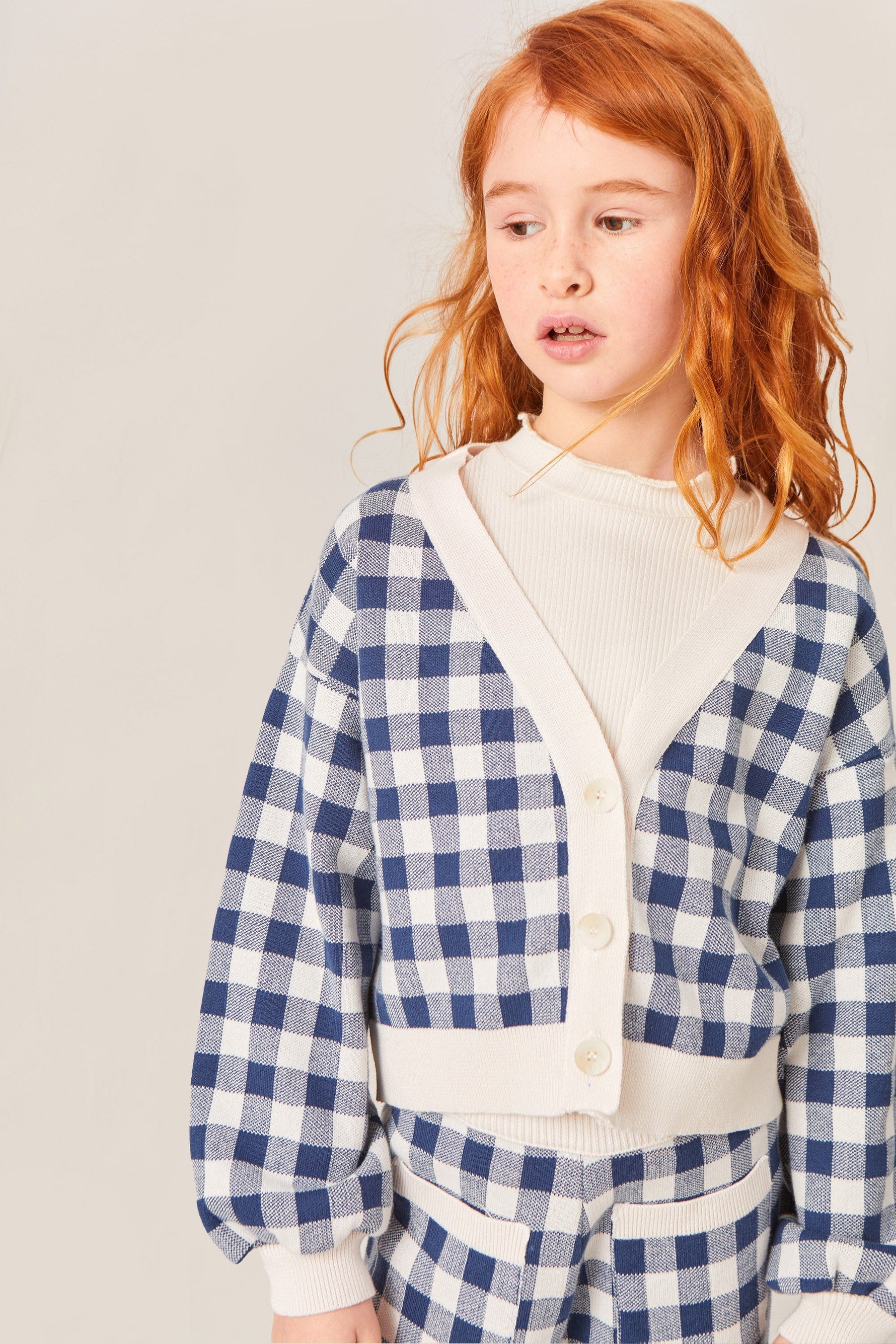 Carlota Cardican - Ecru/Dark Blue - copy - 2 Years