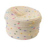 Pastel Polka Dot Woven Basket With Lid - Large