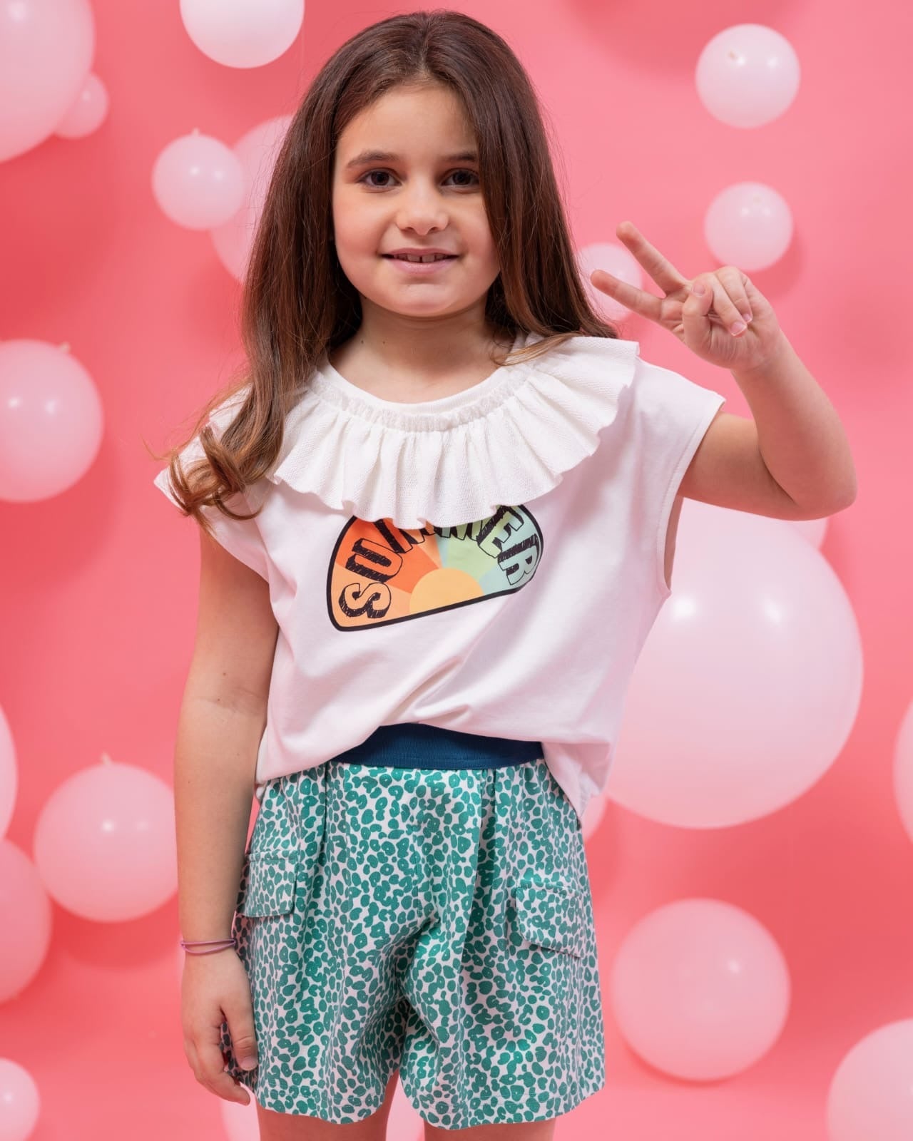 Summer Green Set Short - Green Print - 9-10 Years