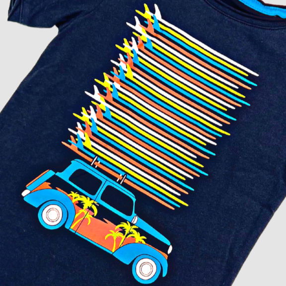Beach Day Graphic T-shirt - Navy Blue - 7 Years