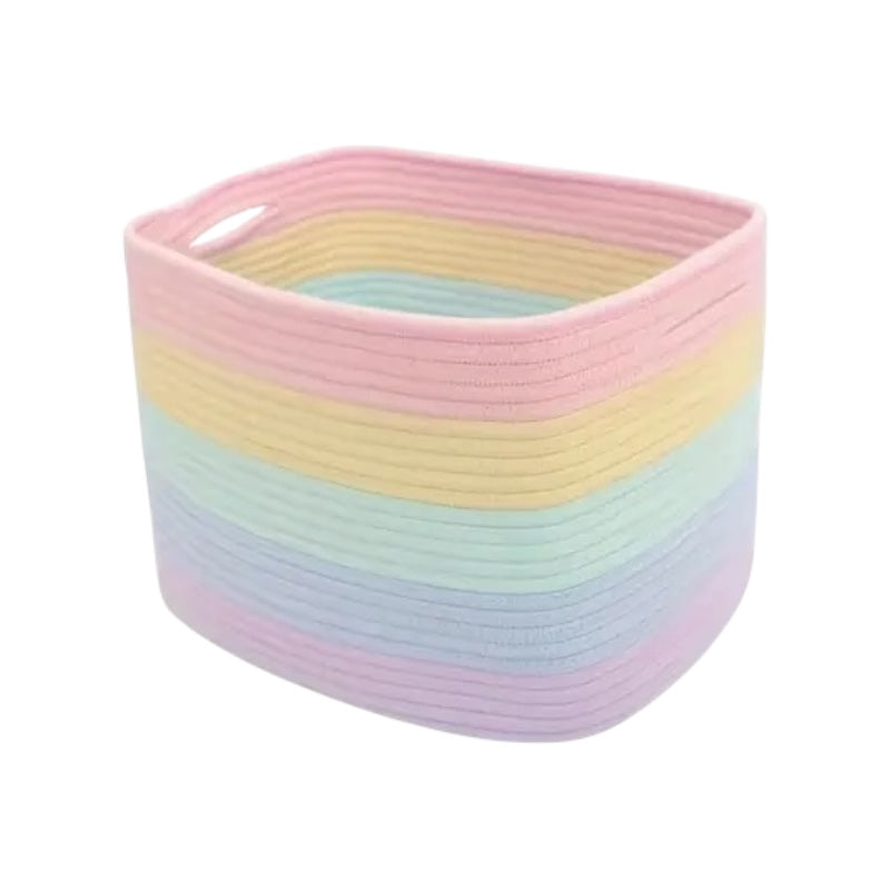 Pastel Striped Woven Basket