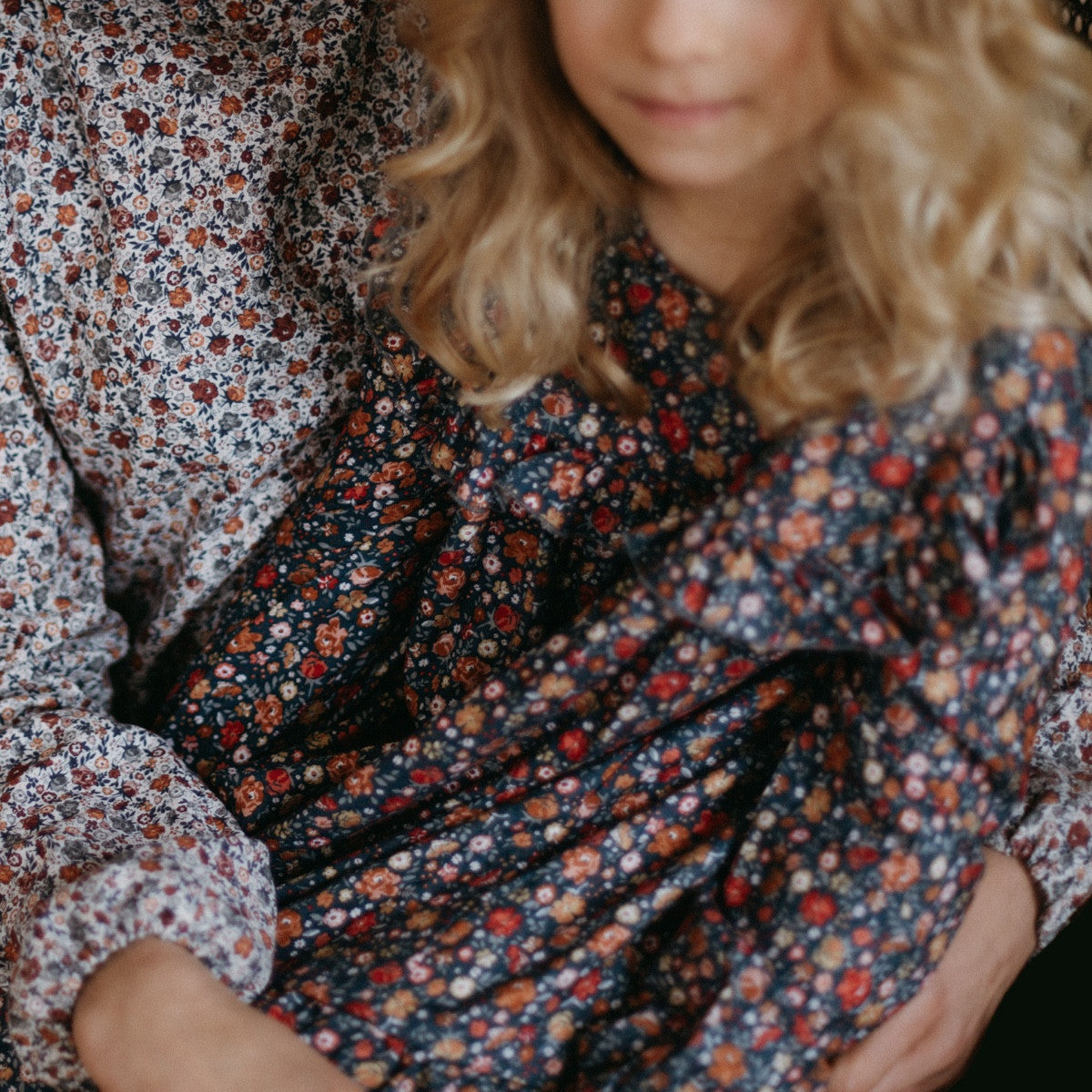 Floral Dress With Ruffles - Night Blue