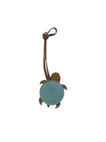 Faux Leather Turtle Bag Charm - Brown & Blue