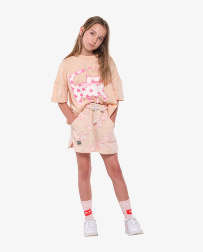 Muslin Maddies Meow Cat Short On Repeat - Natural - 14 Years