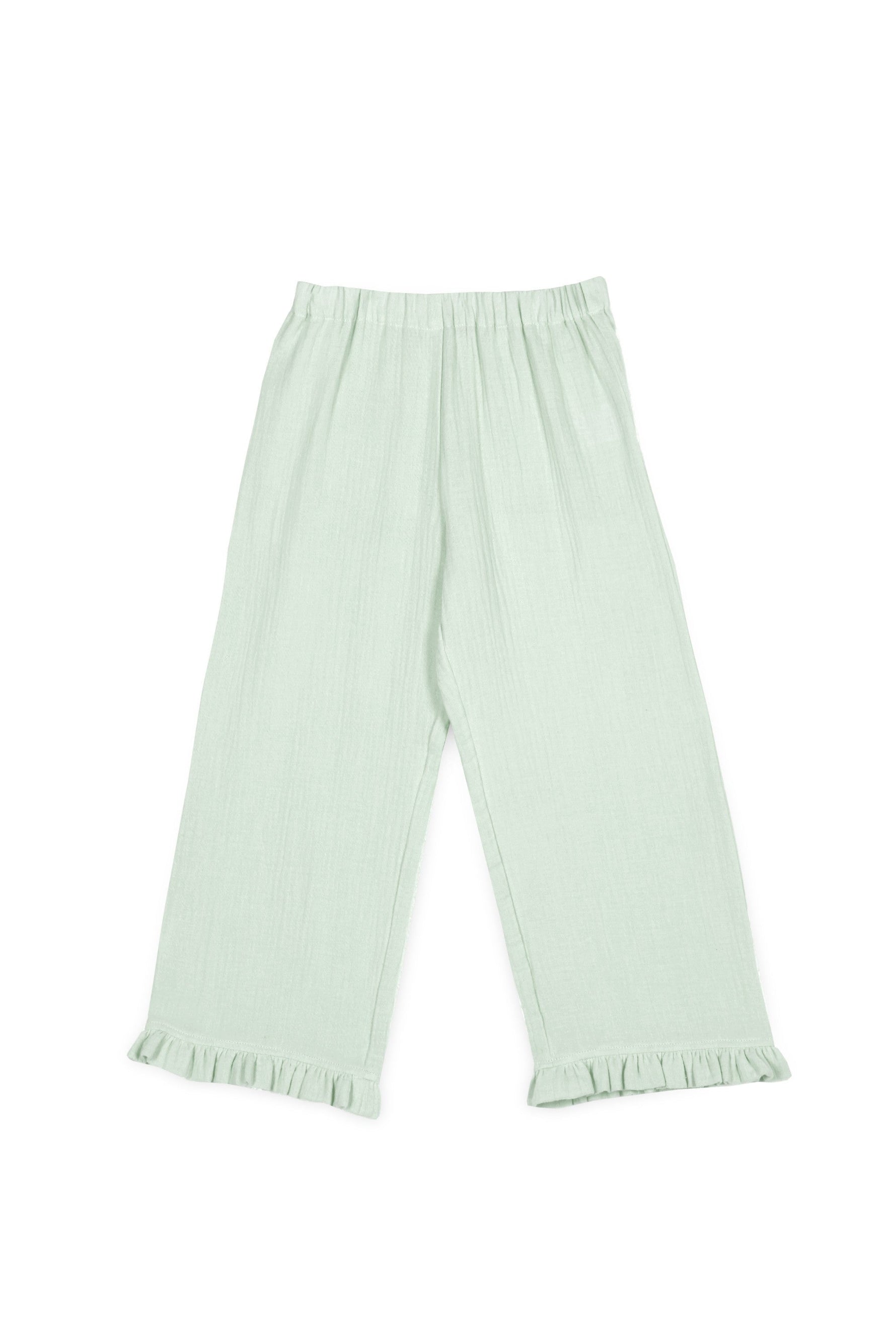 Elise Muslin Ruffle Pant - Green Lily - 3 Years