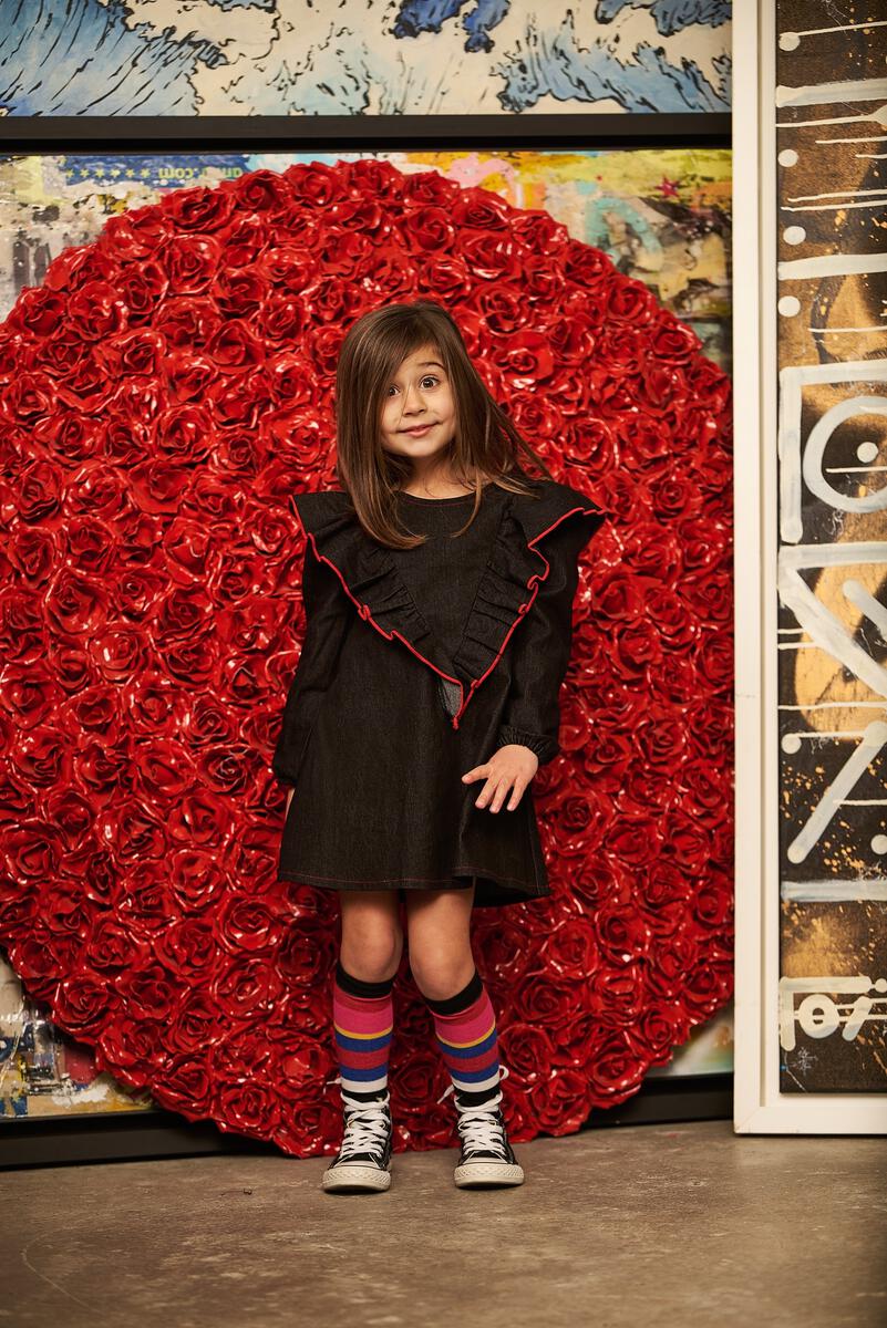 Heart Denim Ruffles Dress Kid - 1 year