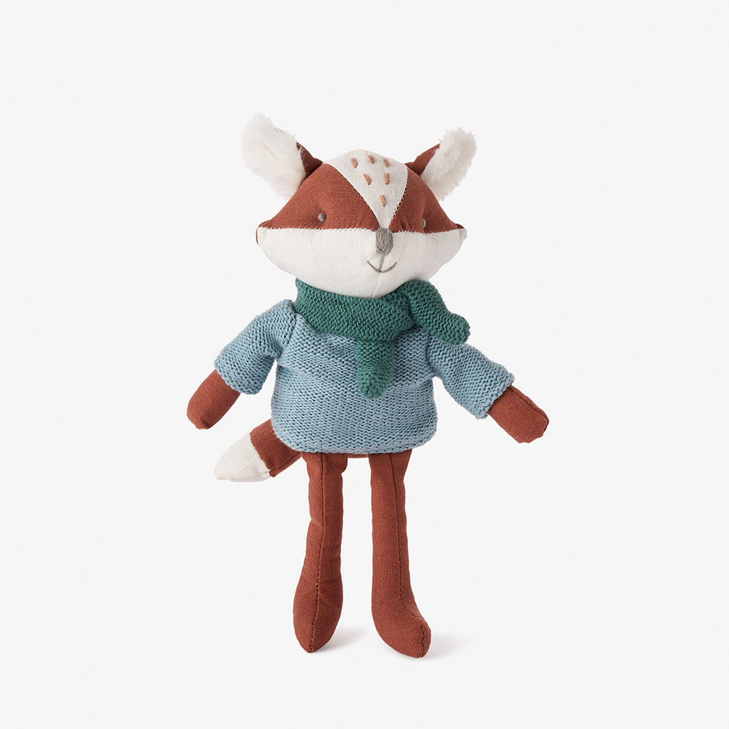 Linen Toy Fox Boxed - Blue