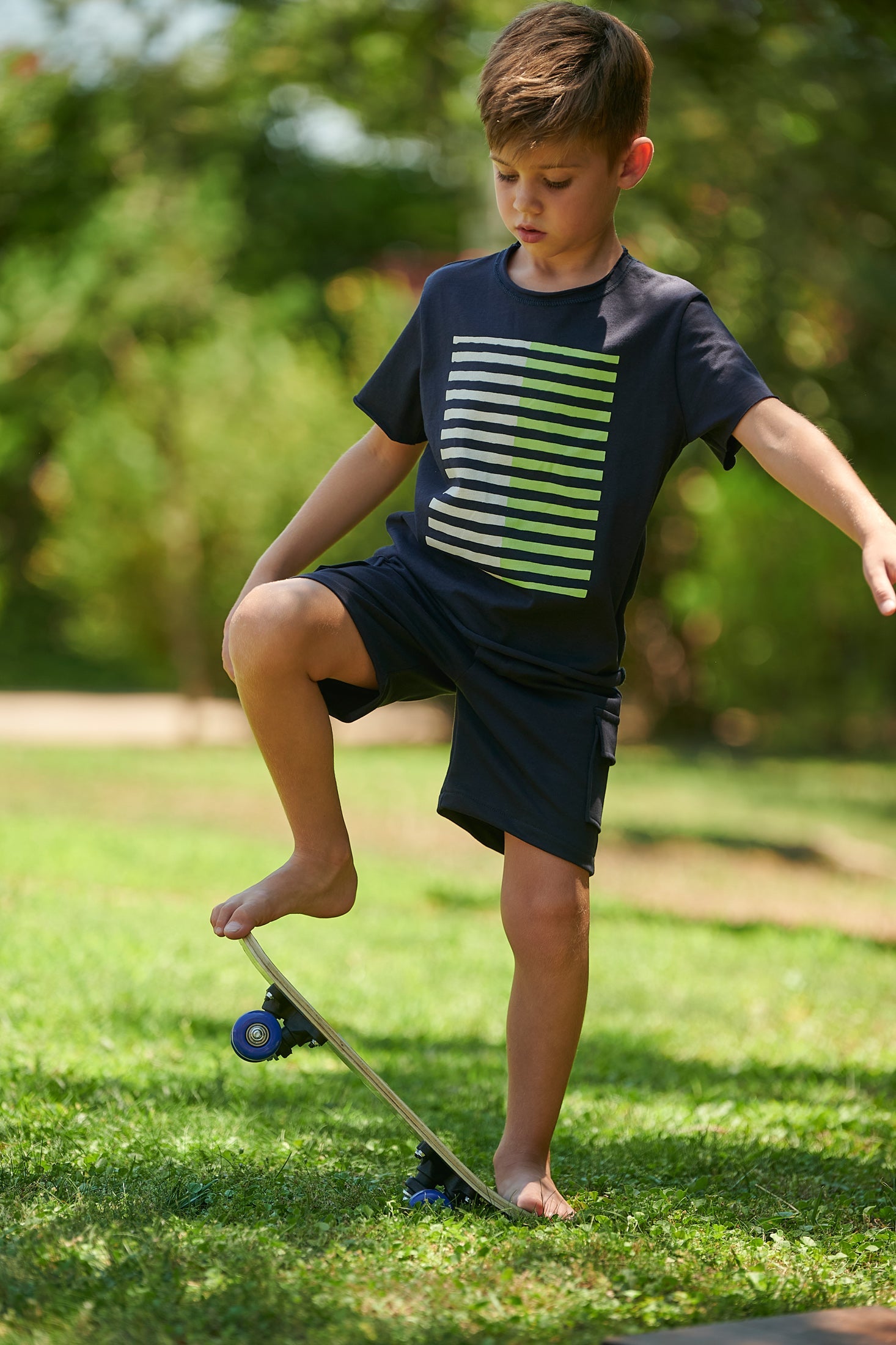 Waves Stripe Tshirt - Navy - 2 Years
