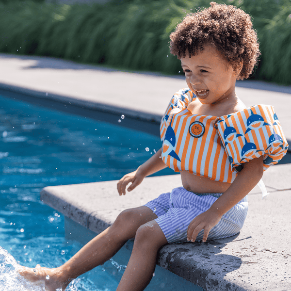 Swim short White Blue Striped - 1-2 Years