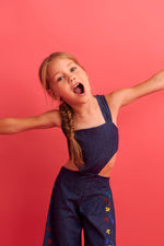 Aegean Flower 2 Piece Denim Jumpsuit - 3 Years