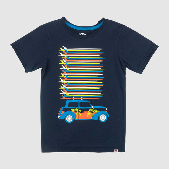 Beach Day Graphic T-shirt - Navy Blue - 7 Years