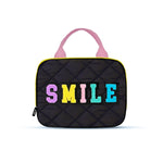 Puffer Lunch Bag With Smile Patch - Black