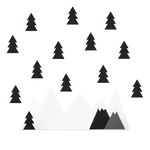 Shelf Mountain & 12 fir tree stickers - Black