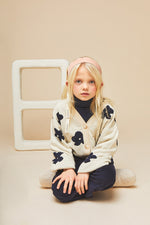 Flora Boxy Wool Cardigan - Ecru / Blue - 2 Years