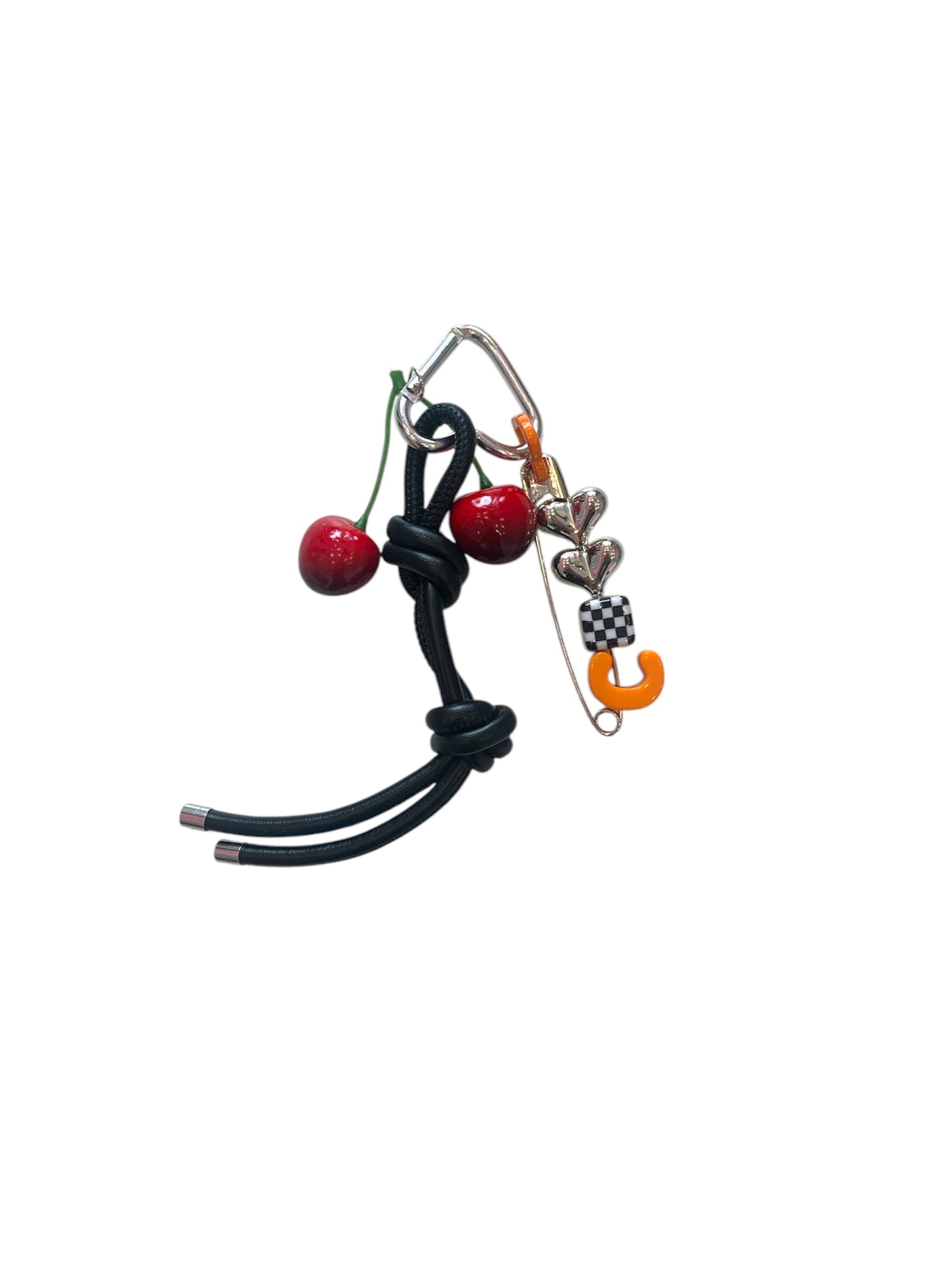 Cherry Heart KeyChain - Black Rope