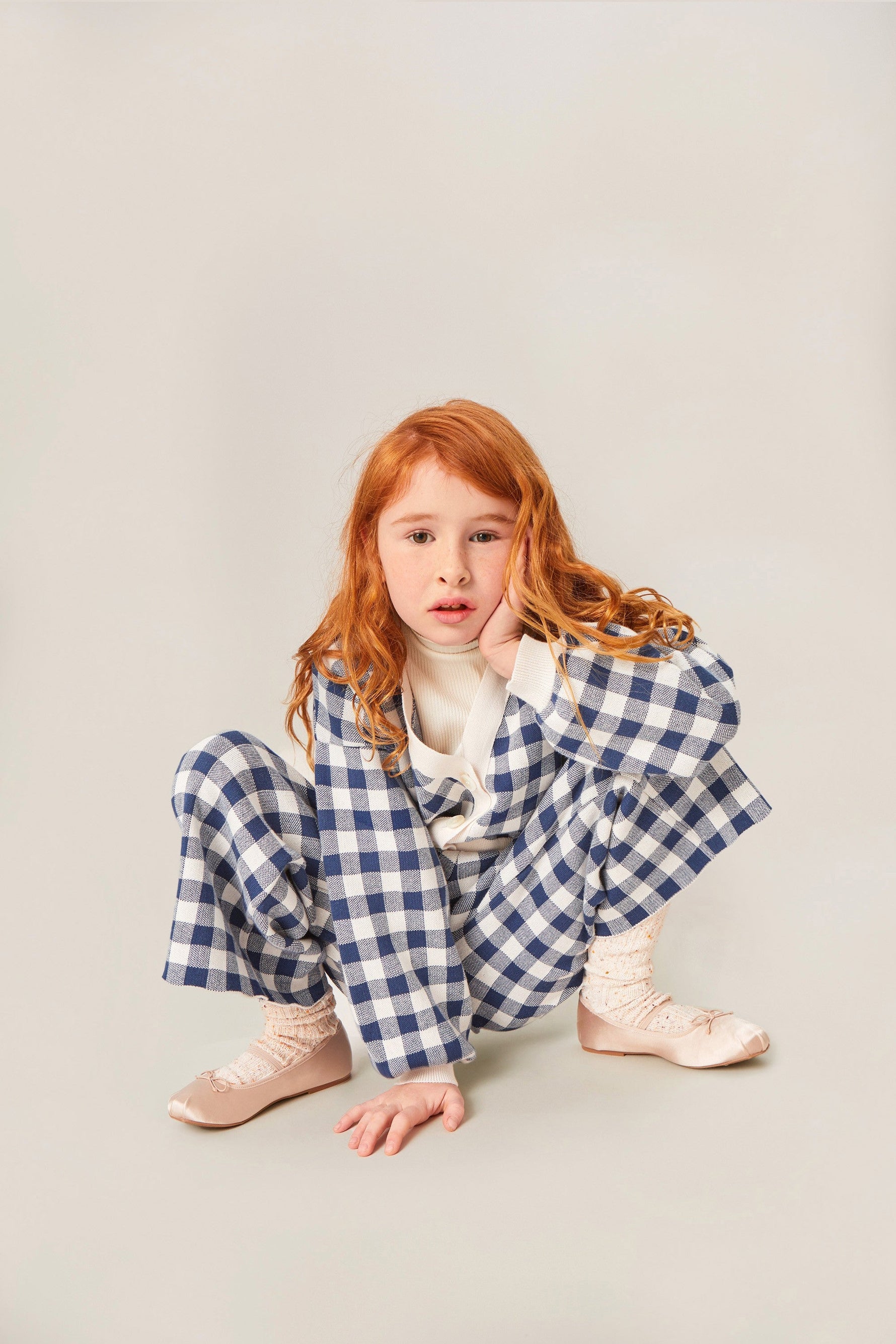 Carlota Pant - Ecru/Dark Blue - 2 Years