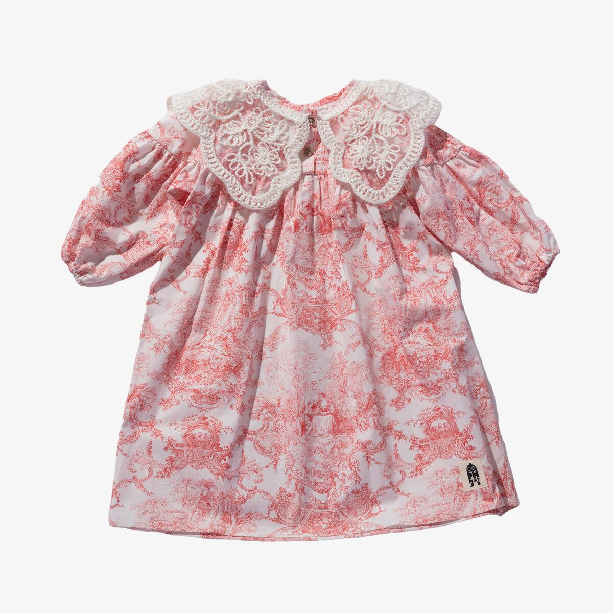 Lace Collar Dress - French Red - 7 Years