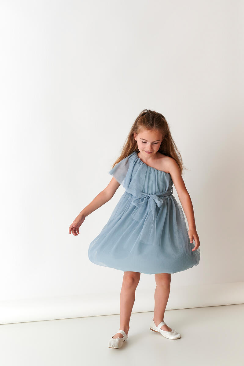 Dusty Pastels One Shoulder Tutu Dress - 2 Years