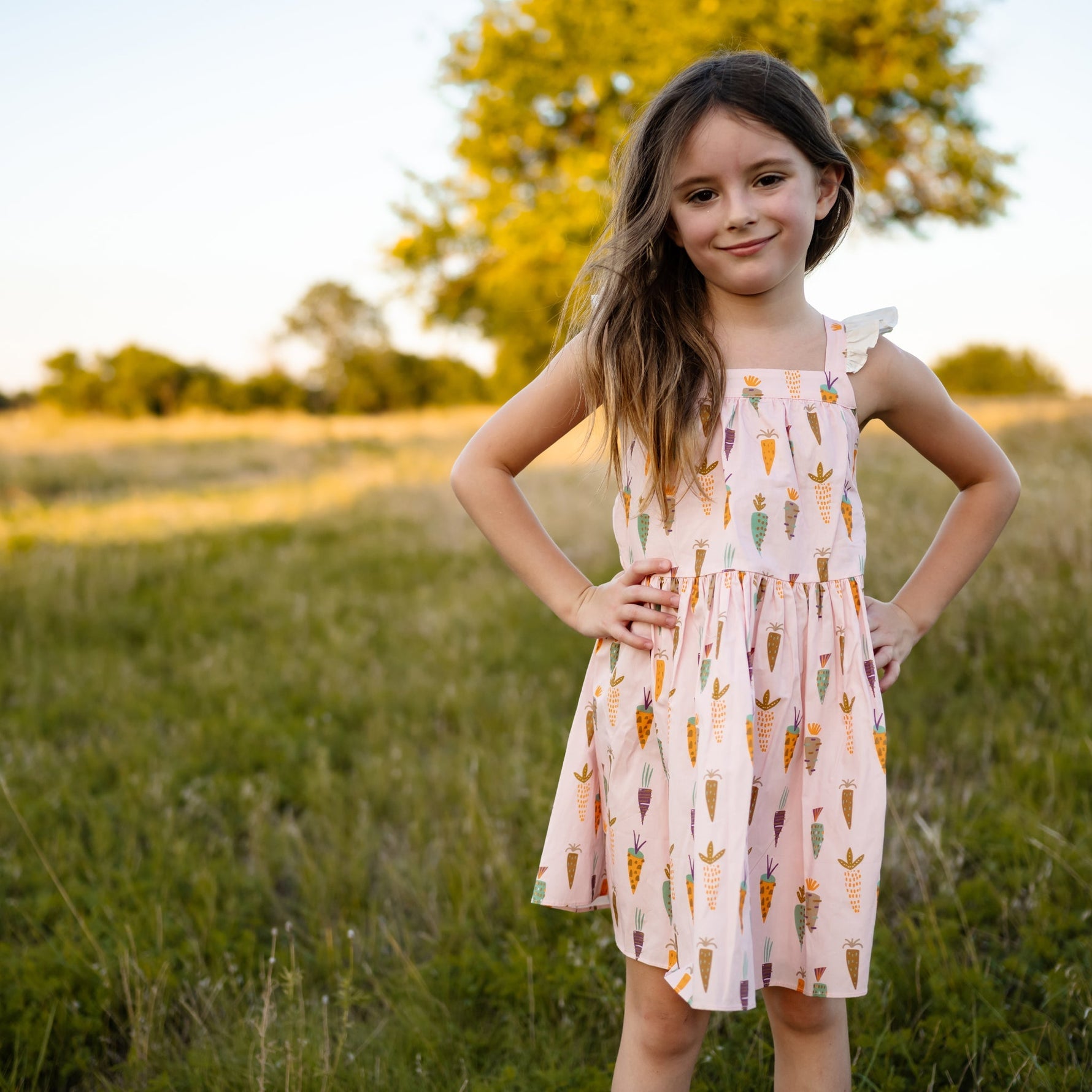 Print Frill Dress - Pink Carrot - 12 Months