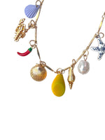 Avocado Chili & Ocean Charms Gold Necklace